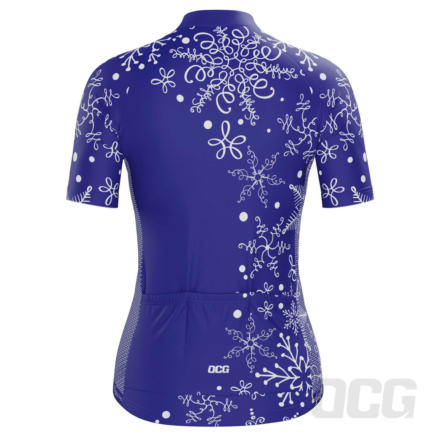 Women's Festive Snowflake Short Sleeve Cycling Jersey