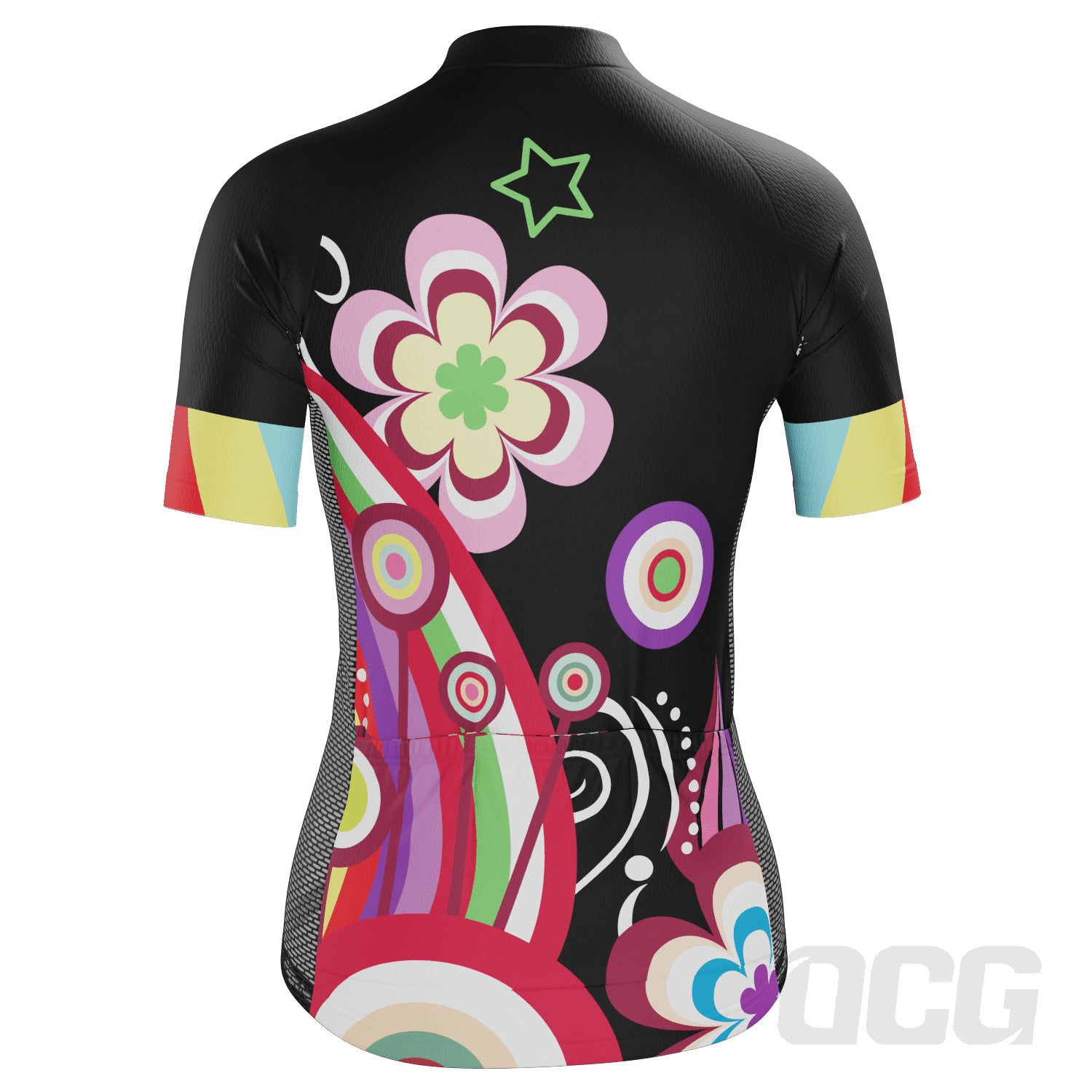 Women's Floral Black Short Sleeve Cycling Jersey