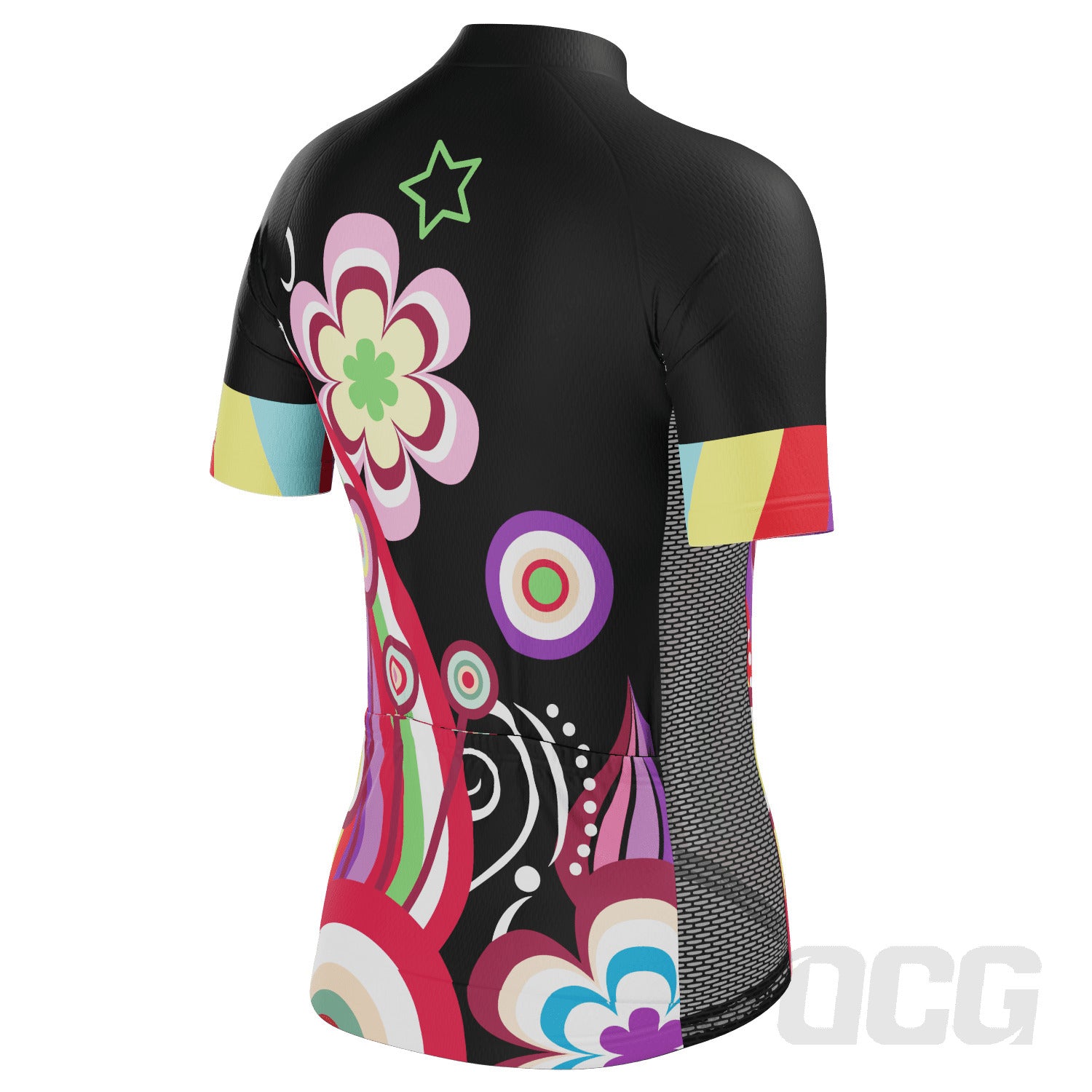 Women's Floral Black Short Sleeve Cycling Jersey