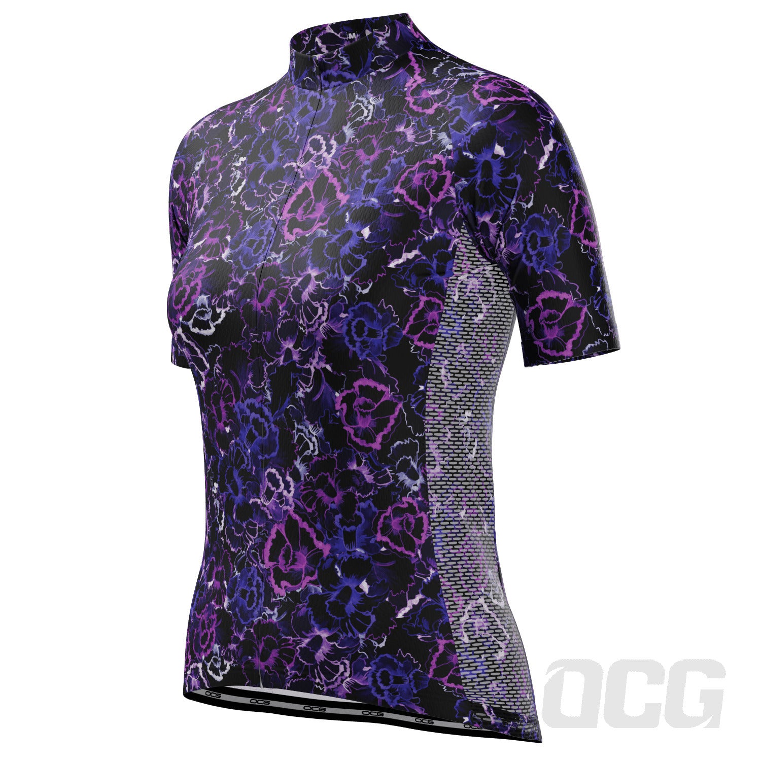 Women's Floral Dark Neon Short Sleeve Cycling Jersey
