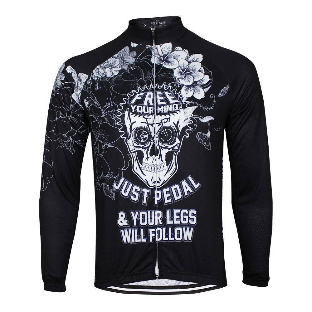 Free Your Mind Skull Long Sleeve Cycling Jersey-Online Cycling Gear Australia-Online Cycling Gear Australia