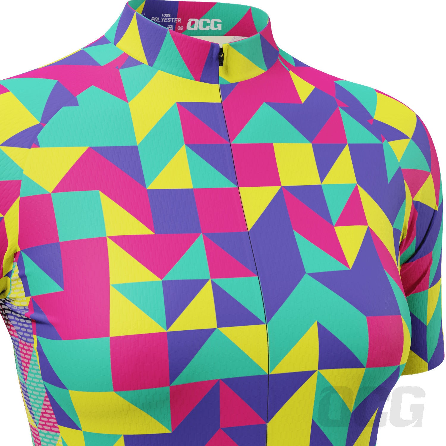 Women's Neon Geometry Short Sleeve Cycling Jersey