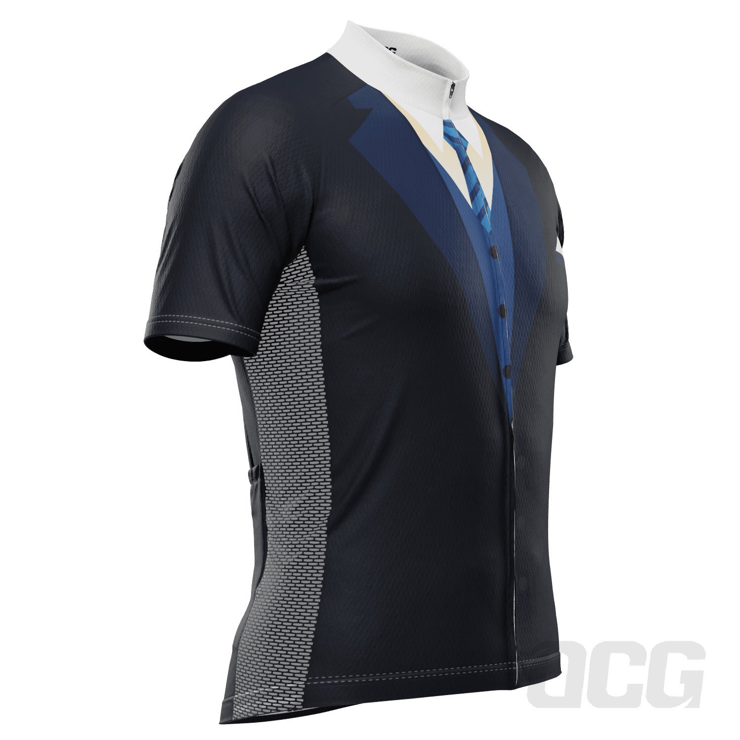 Men's Groom Formal Suit and Tie Short Sleeve Cycling Jersey