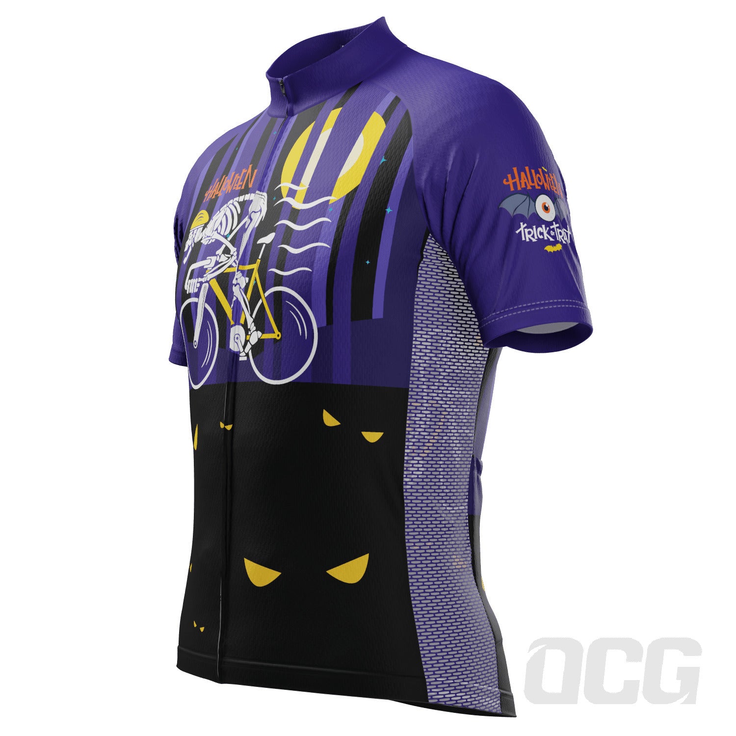 Men's Halloween Skeleton Rider Short Sleeve Cycling Jersey