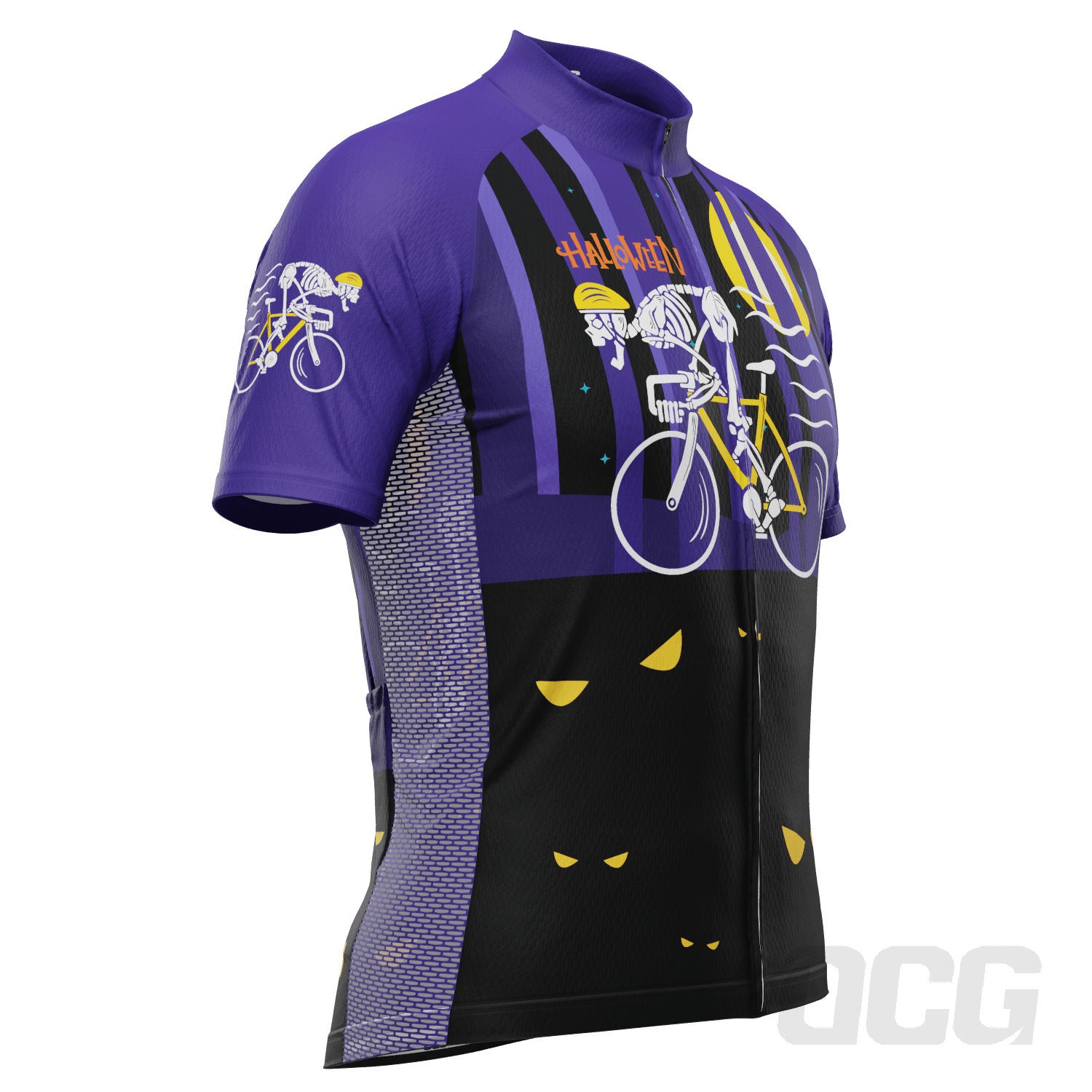 Men's Halloween Skeleton Rider Short Sleeve Cycling Jersey