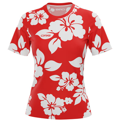 Women's Hawaiian Aloha Floral Short Sleeve Running Shirt