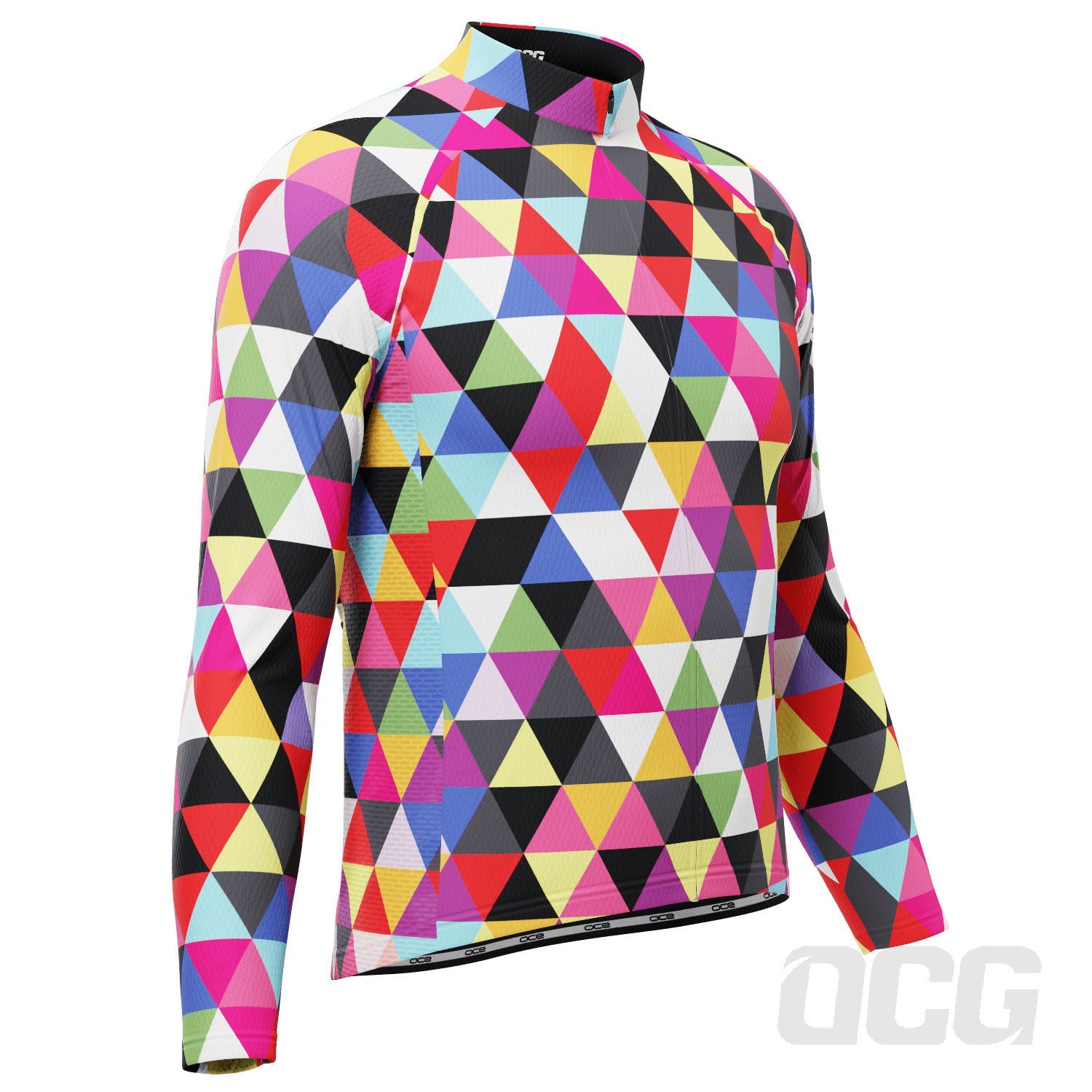 Men's High Viz Color Triangles Long Sleeve Cycling Jersey