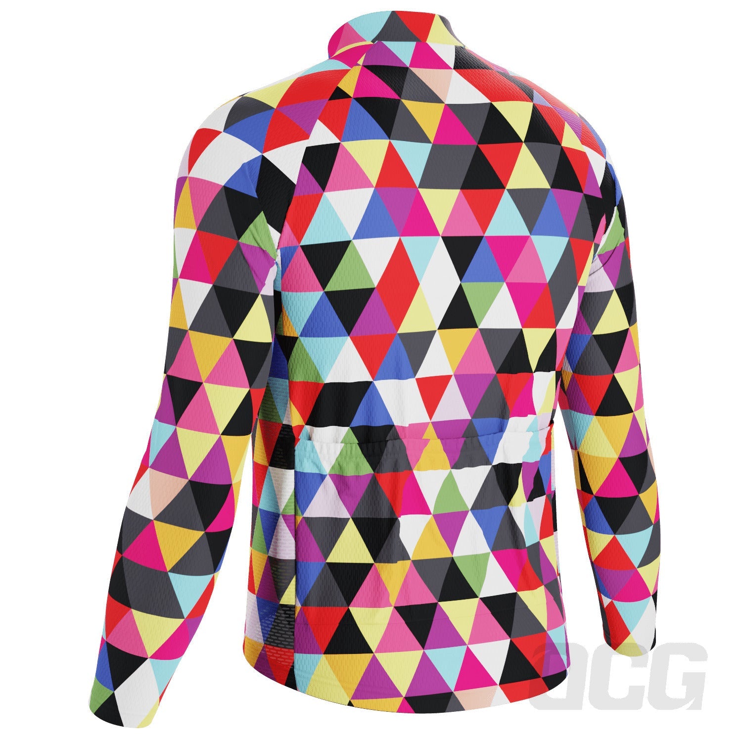 Men's High Viz Color Triangles Long Sleeve Cycling Jersey