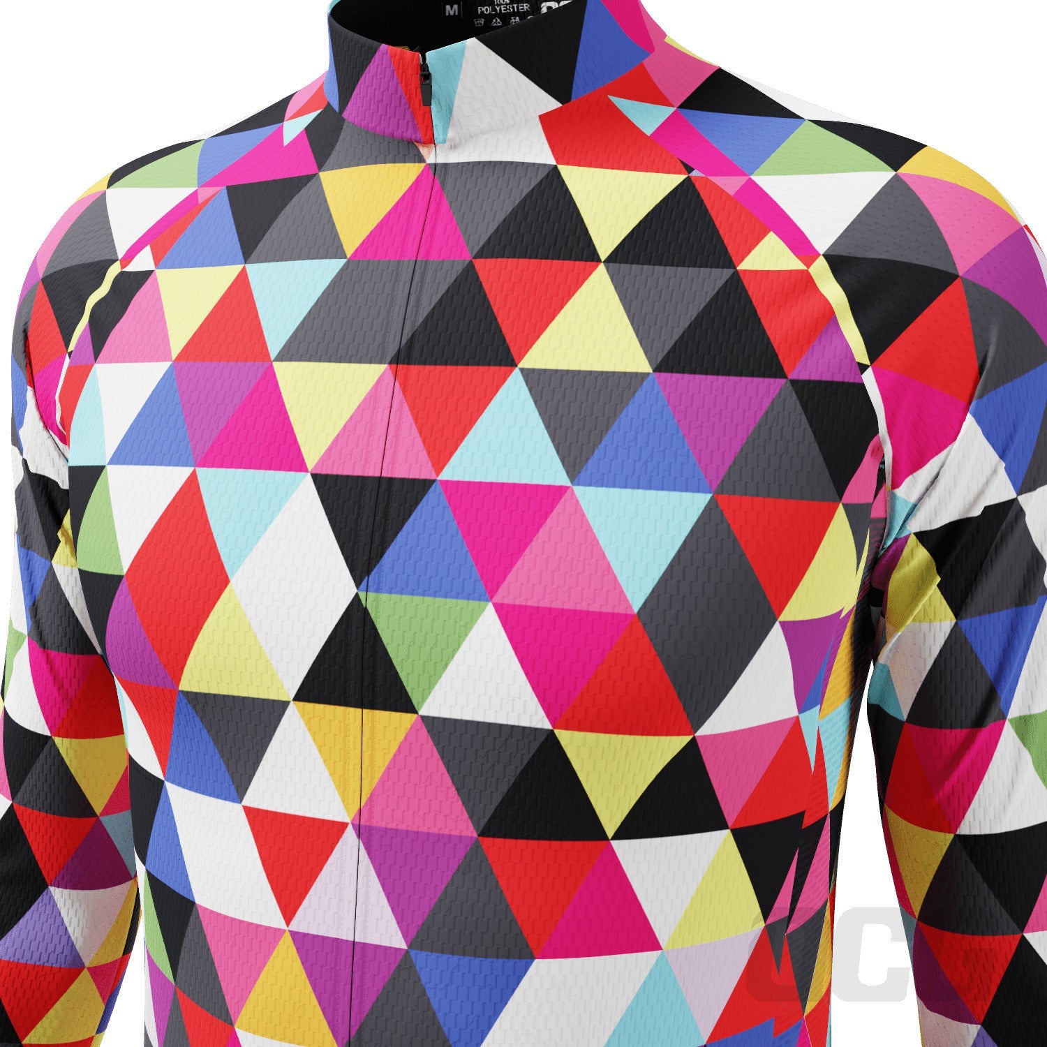 Men's High Viz Color Triangles Long Sleeve Cycling Jersey