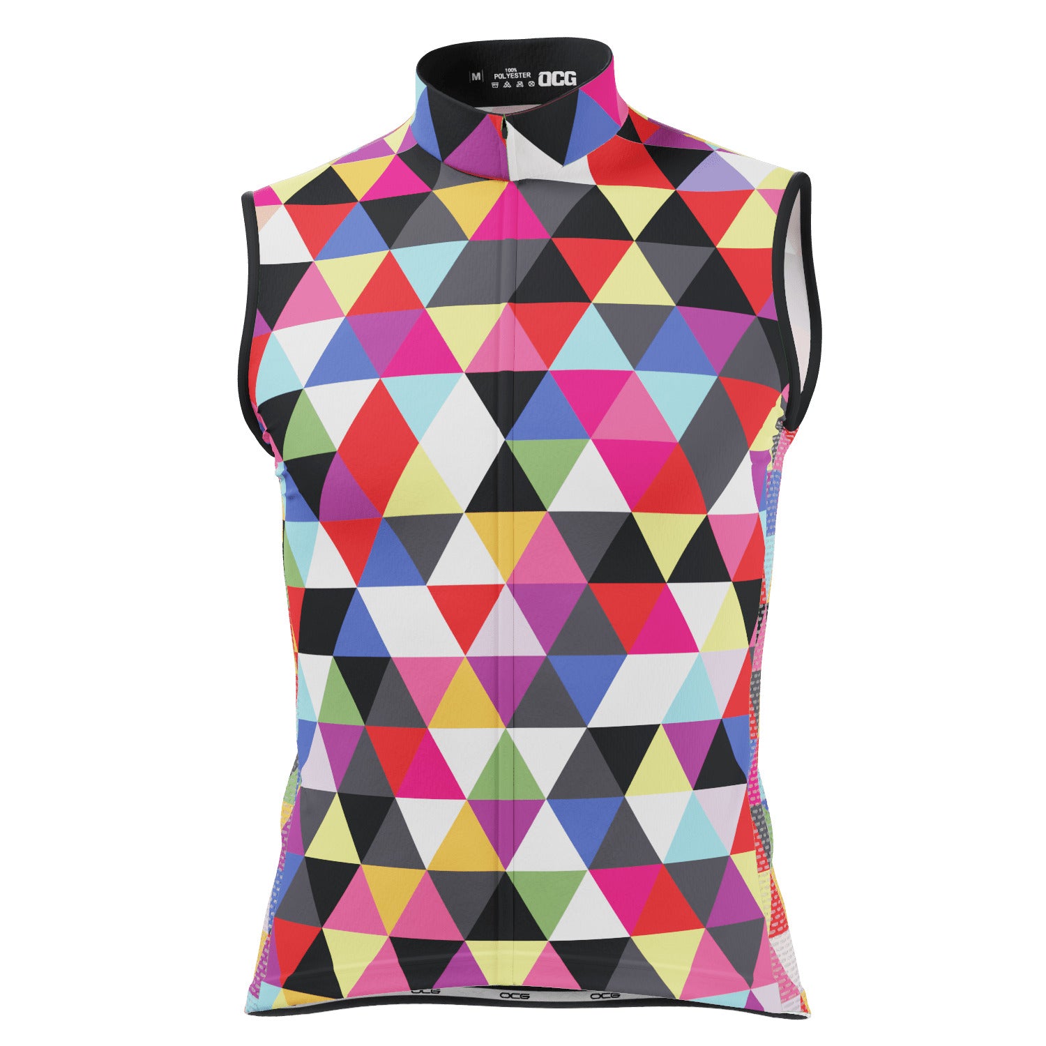 Men's High Viz Color Triangles Sleeveless Cycling Jersey