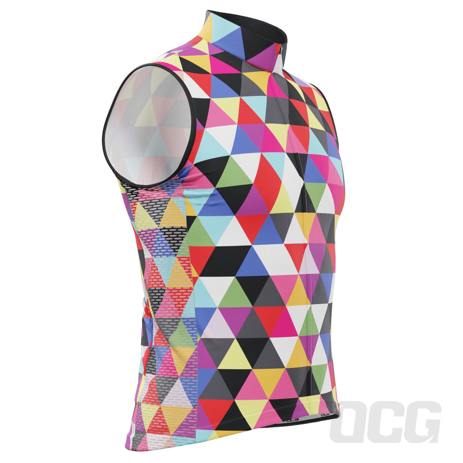 Men's High Viz Color Triangles Sleeveless Cycling Jersey