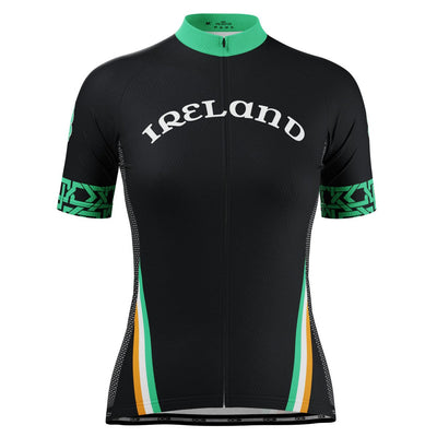 Women's Ireland Eire Shamrock National Flag Short Sleeve Cycling Jersey