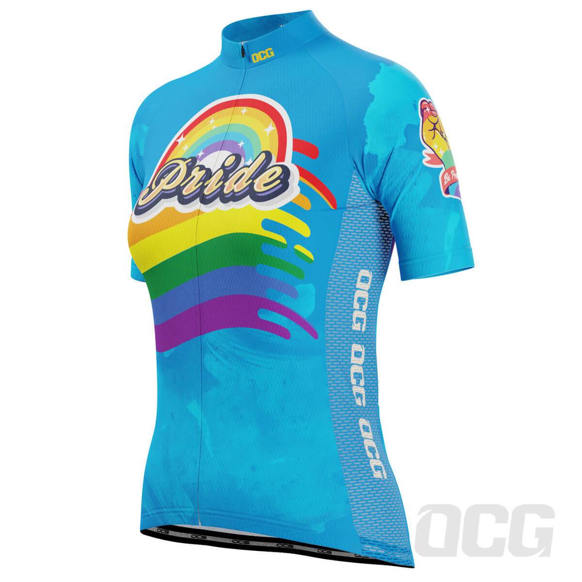 Women's LGBT Pride Rainbow Flag Short Sleeve Cycling Jersey