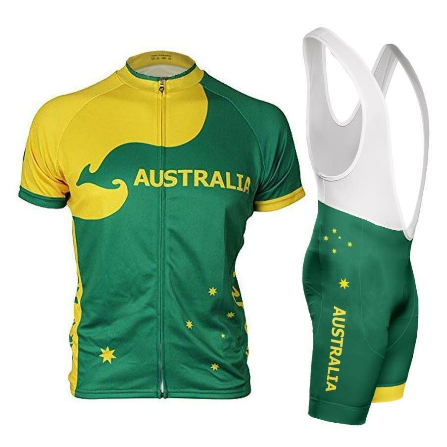 Men's Australia Green & Gold Kangaroo Pro-Band Cycling Kit-Online Cycling Gear Australia-Online Cycling Gear Australia