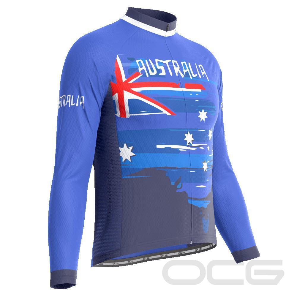 Men's Australian Flag Long Sleeve Cycling Jersey-OCG Originals-Online Cycling Gear Australia
