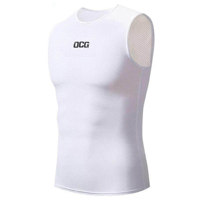 Men's Basics White Lightweight Mesh Cycling Base-Layer