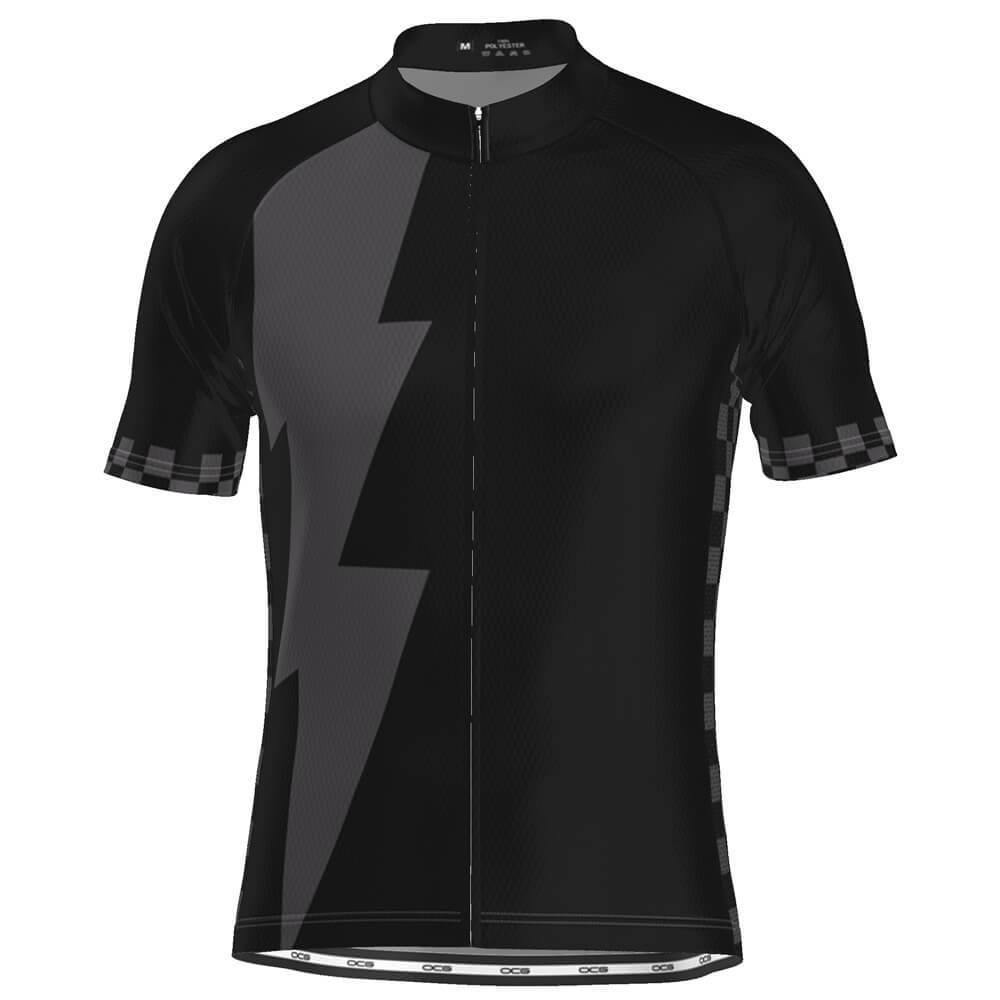 Men's Black Lightning Checkered Cycling Jersey-OCG Originals-Online Cycling Gear Australia