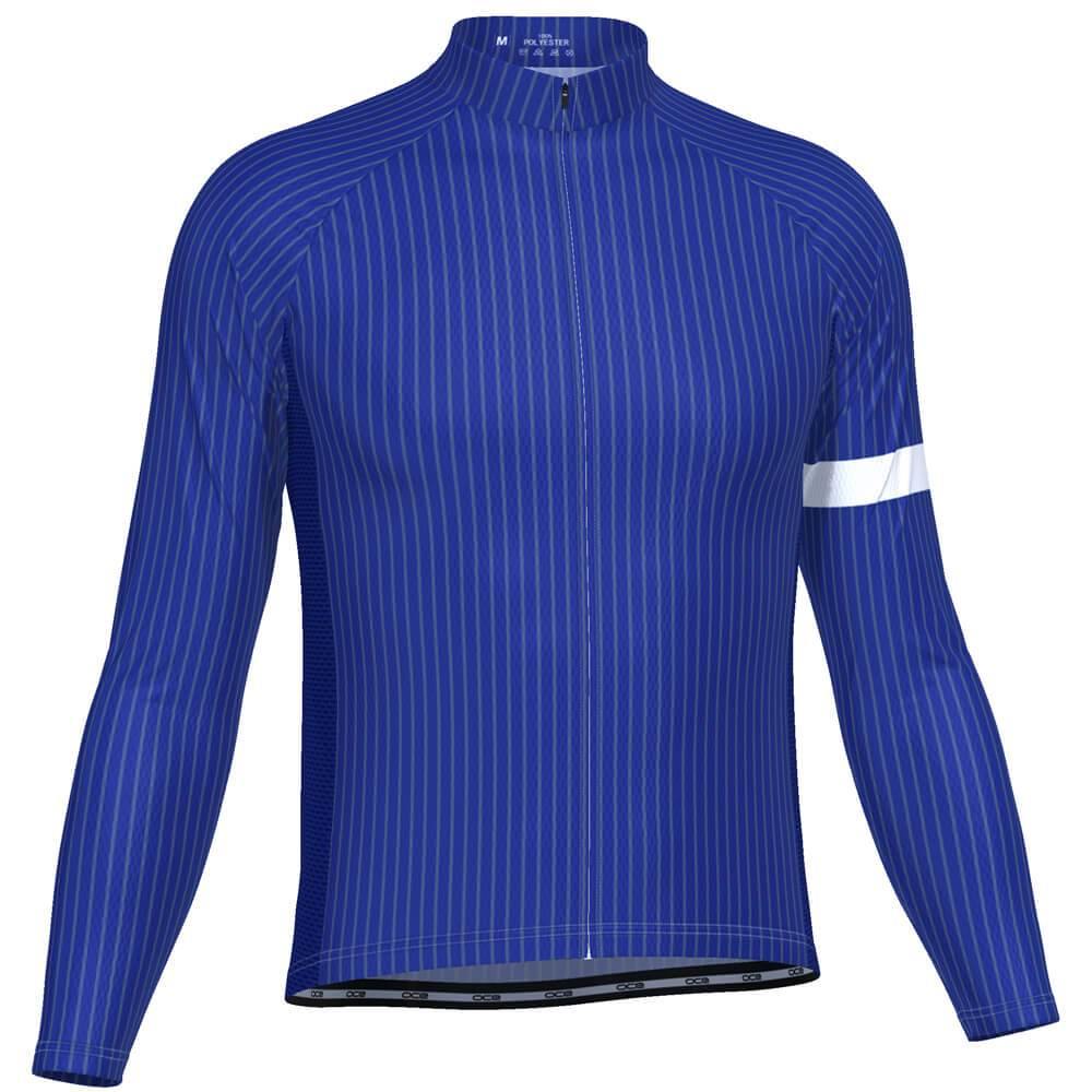 Men's Blue Stripe Banded Long Sleeve Cycling Jersey-Online Cycling Gear Australia-Online Cycling Gear Australia