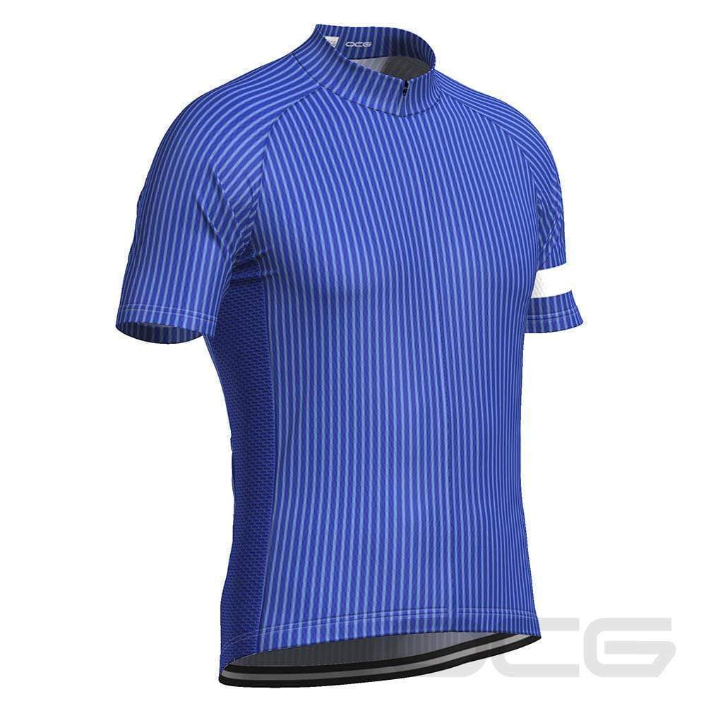 Men's Blue Stripe Banded Short Sleeve Cycling Jersey-OCG Originals-Online Cycling Gear Australia