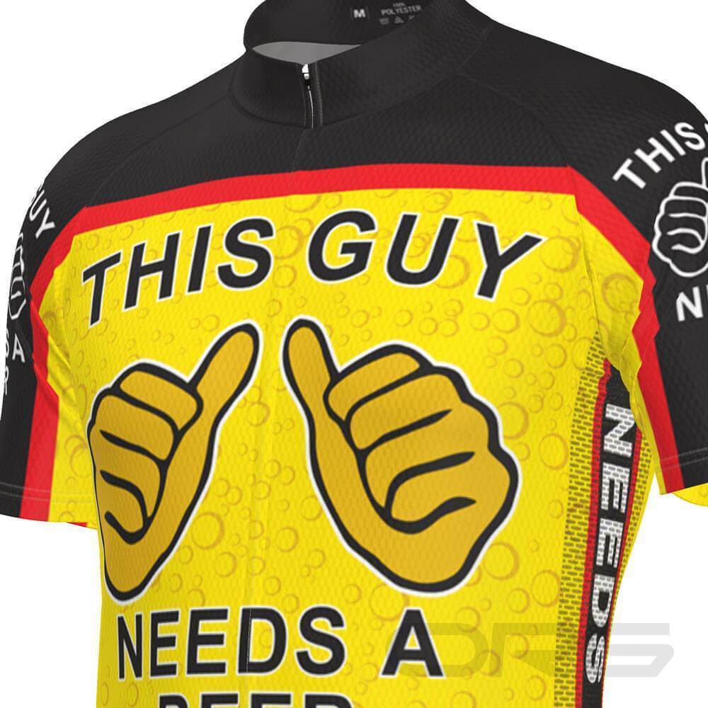 Men's This Guy Needs a Beer Short Sleeve Cycling Jersey-Online Cycling Gear Australia-Online Cycling Gear Australia