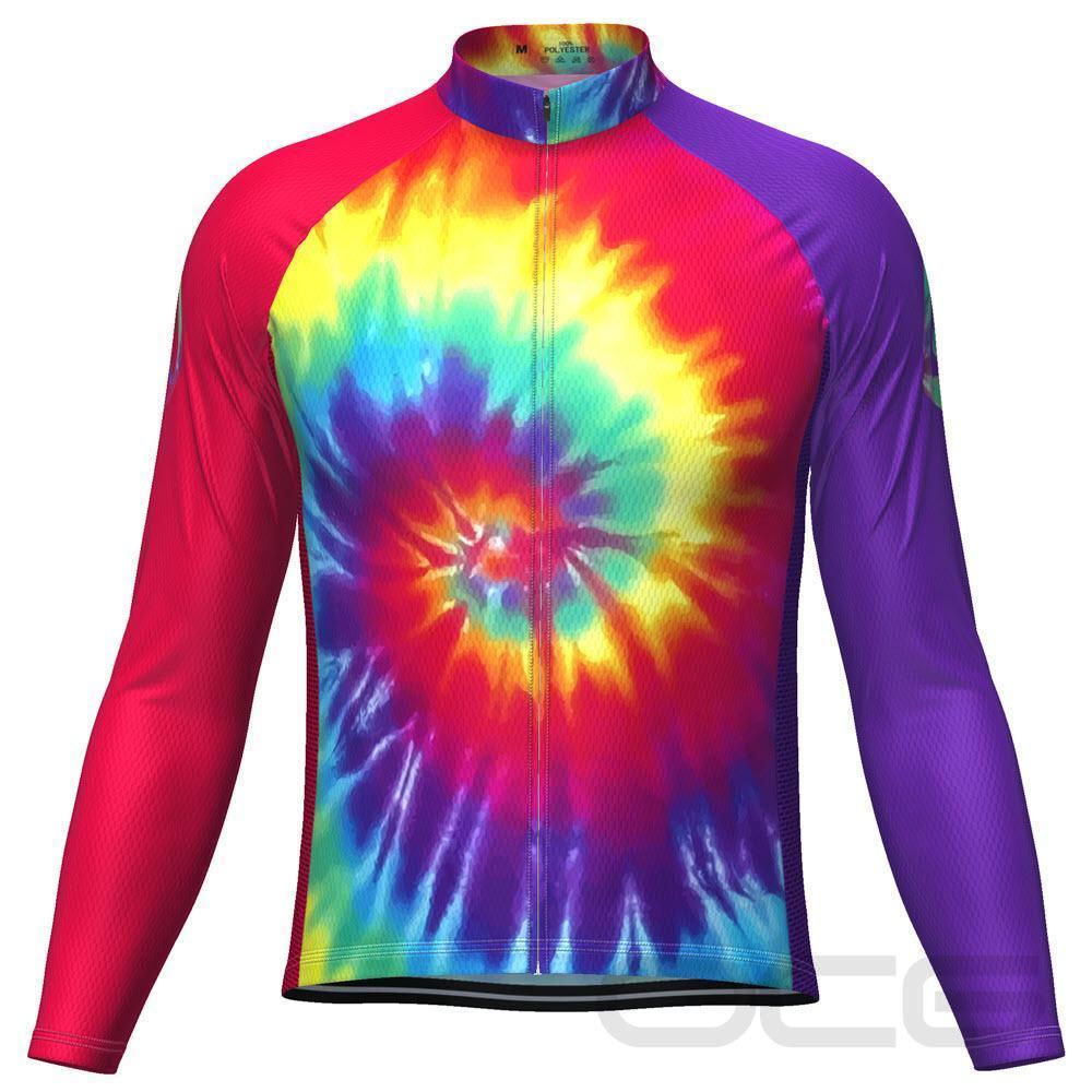 Men's Tie Dye Long Sleeve Cycling Jersey-OCG Originals-Online Cycling Gear Australia