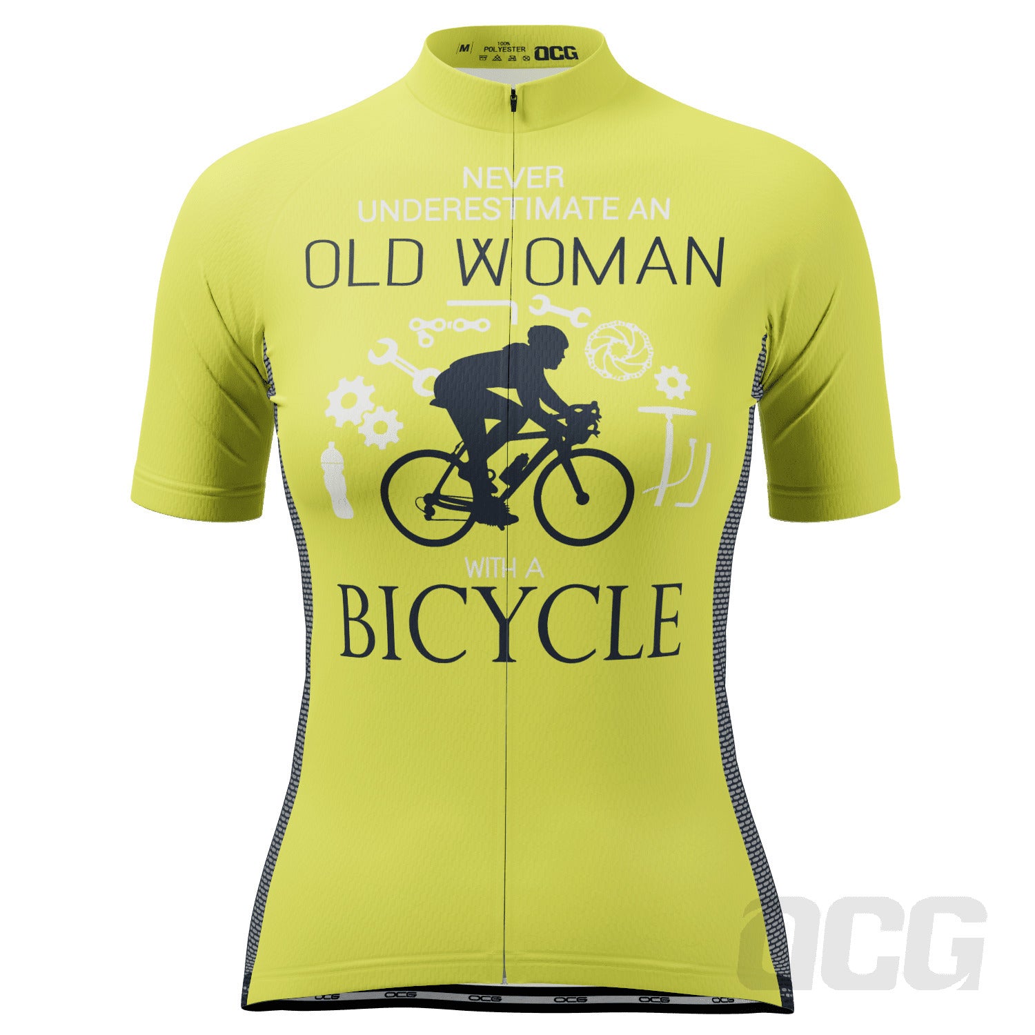 Women's Never Underestimate an Old Woman with a Bicycle Short Sleeve Cycling Jersey