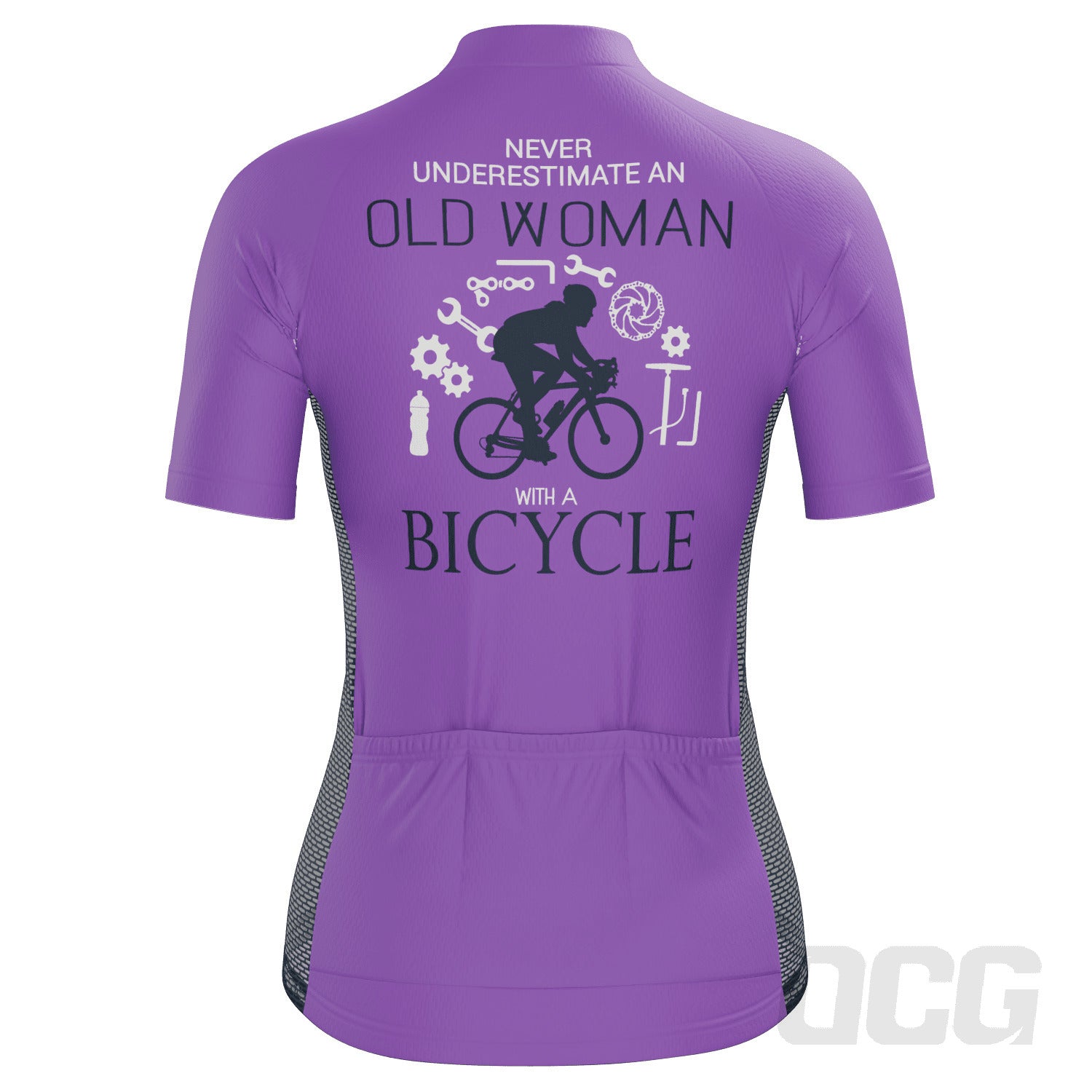 Women's Never Underestimate an Old Woman with a Bicycle Short Sleeve Cycling Jersey