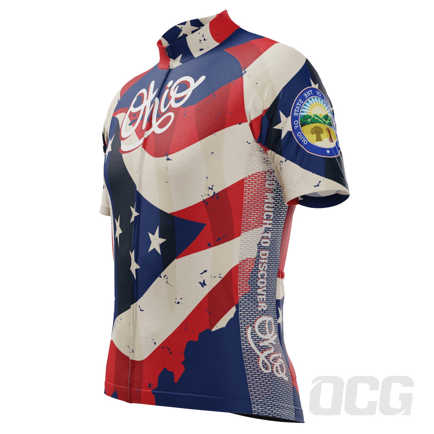 Men's Ohio Flag USA State Short Sleeve Cycling Jersey