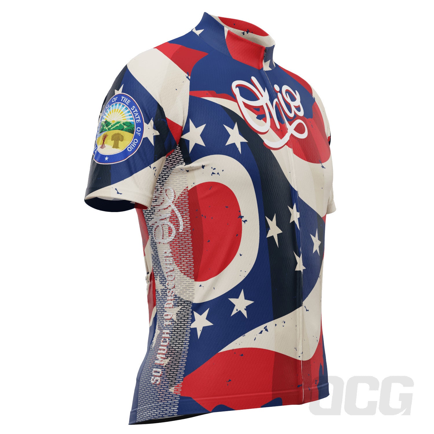 Men's Ohio Flag USA State Short Sleeve Cycling Jersey