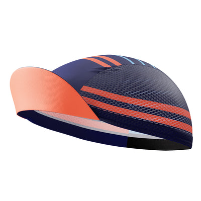 Unisex Orange Blue Stripe Quick Dry Cycling Cap