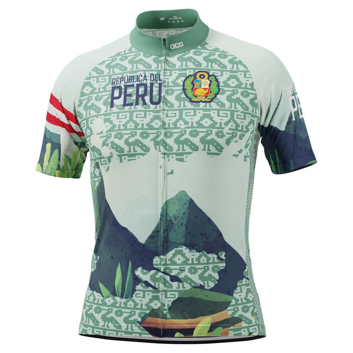 Men's Peru Flag Caral Pyramids Short Sleeve Cycling Jersey