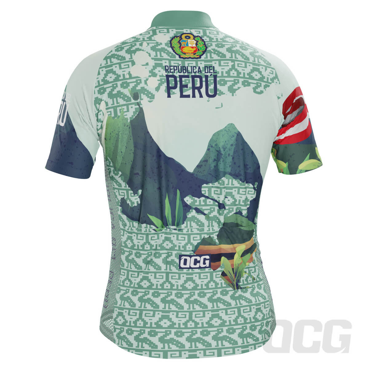 Men's Peru Flag Caral Pyramids Short Sleeve Cycling Jersey