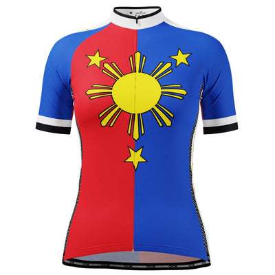 Women's Pilipinas Philippines National Flag Short Sleeve Cycling Jersey