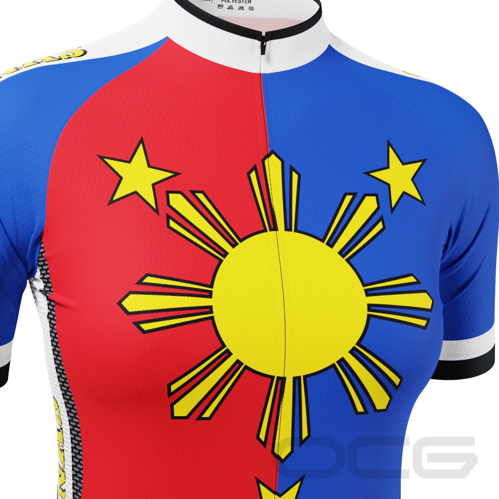 Women's Philippines Flag Pilipinas Short Sleeve Cycling Jersey