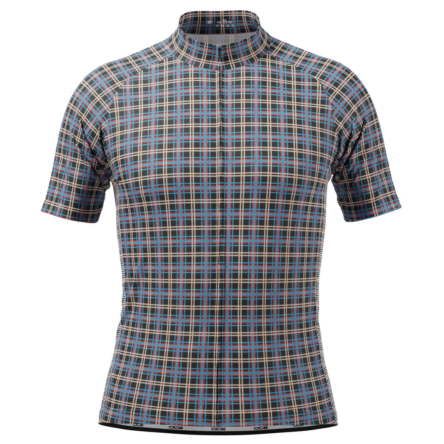 Men's Blue Plaid Checkered Short Sleeve Cycling Jersey only