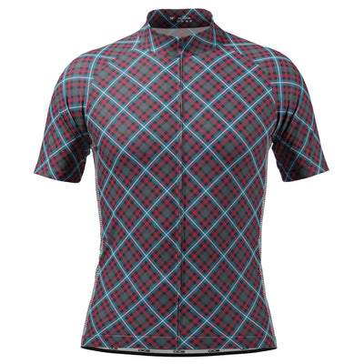 Men's Plaid Tartan Short Sleeve Cycling Jersey