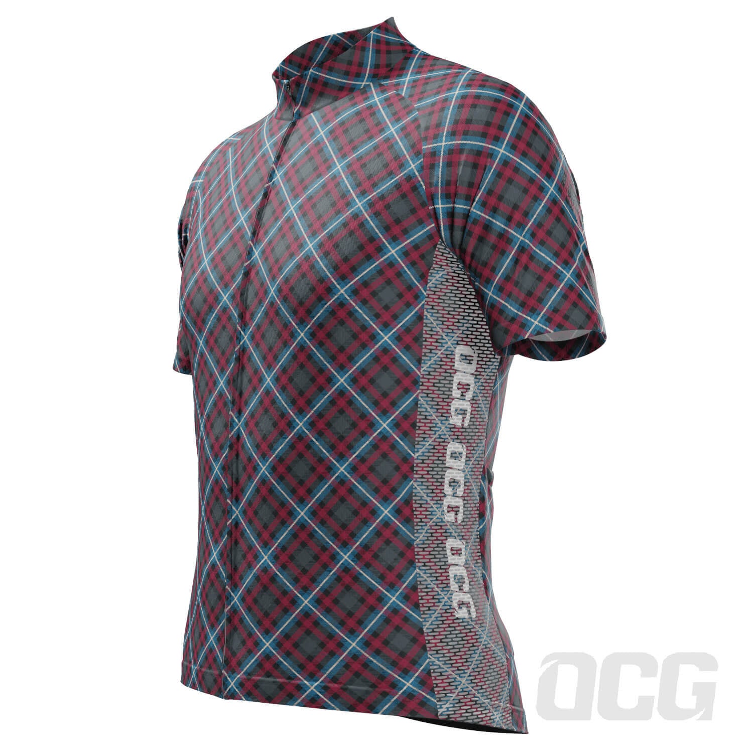 Men's Plaid Tartan Short Sleeve Cycling Jersey