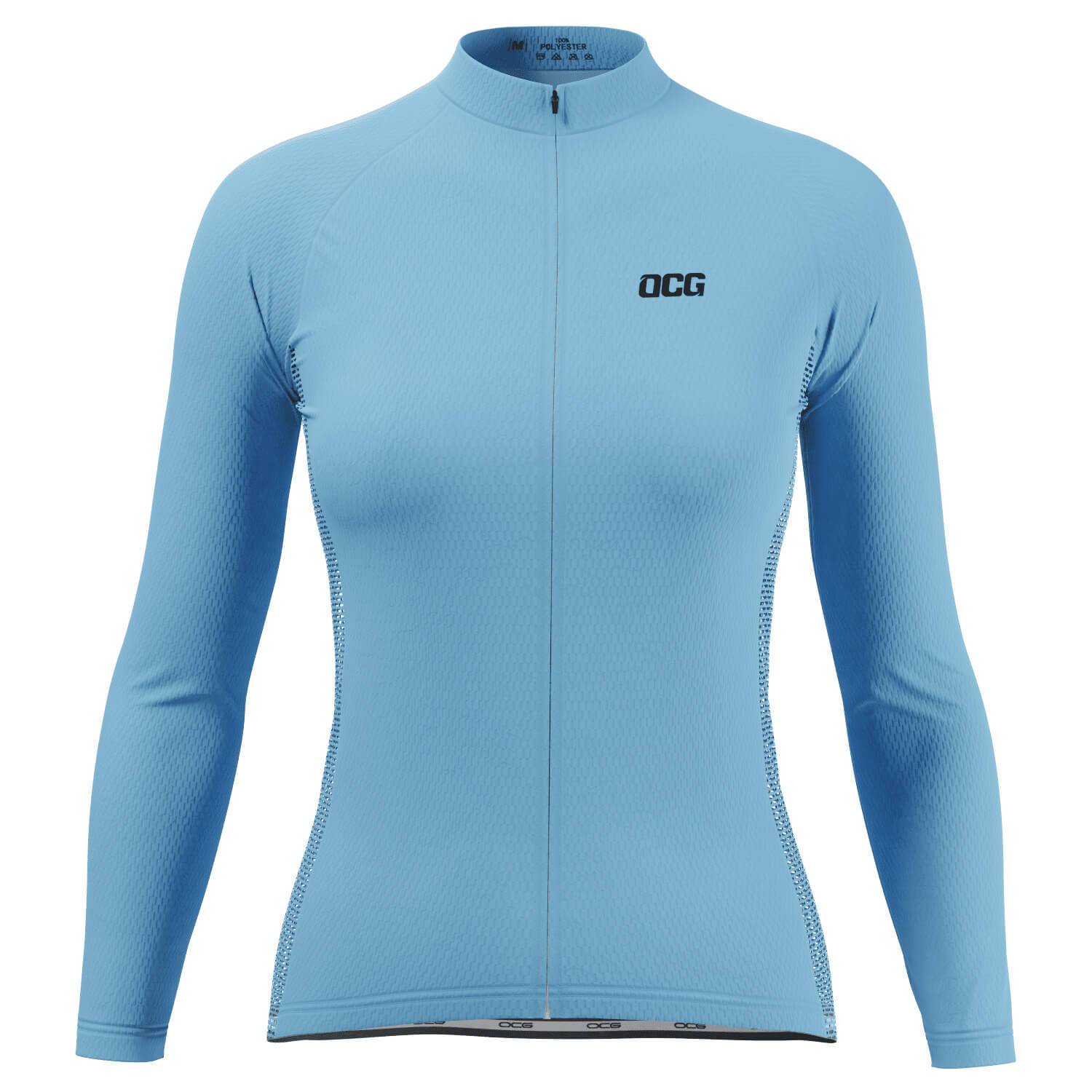 Women's Plain Color Block Long Sleeve Cycling Jersey
