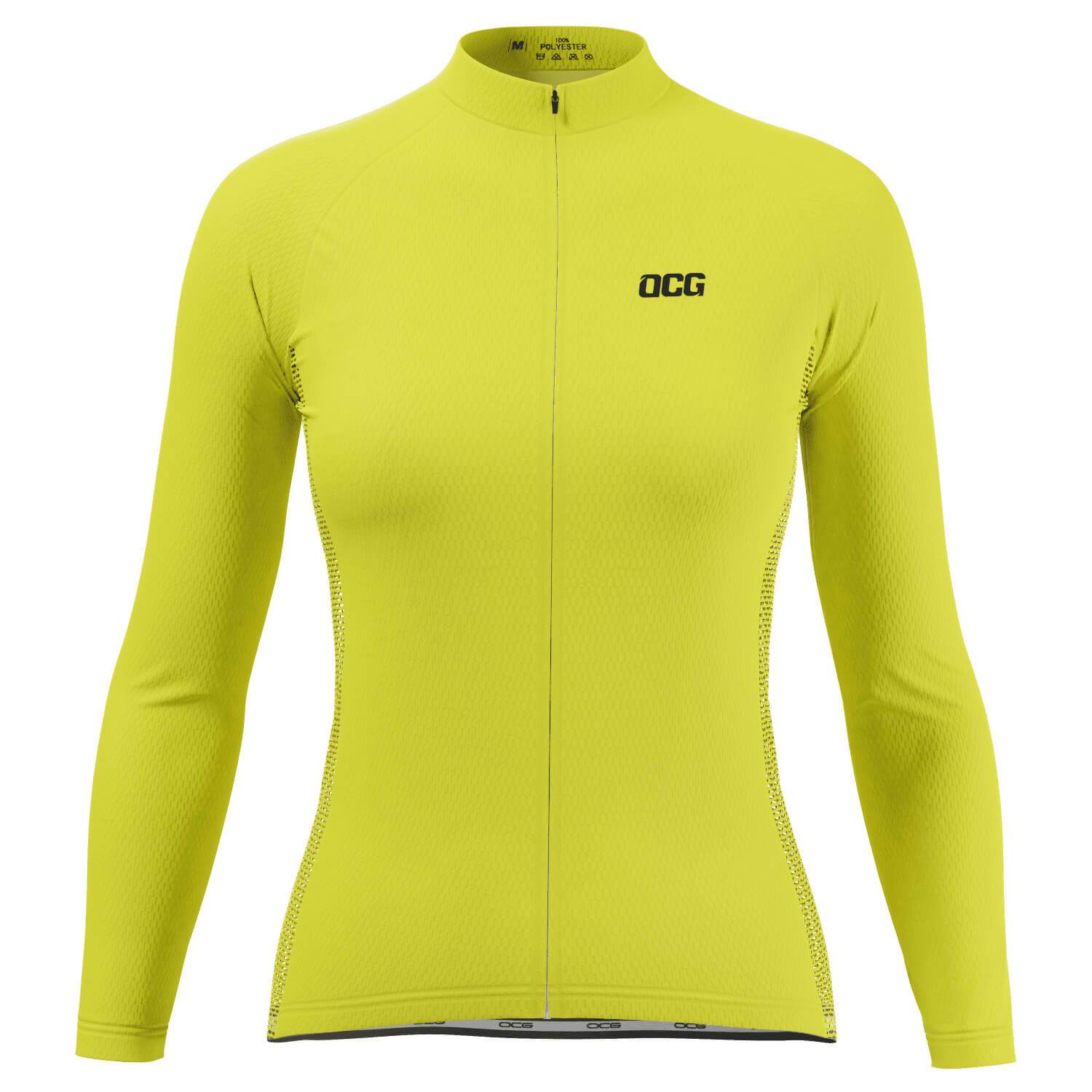 Women's Plain Color Block Long Sleeve Cycling Jersey