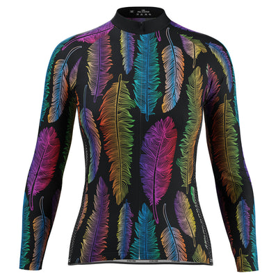 Women's Rainbow Feathers Long Sleeve Cycling Jersey