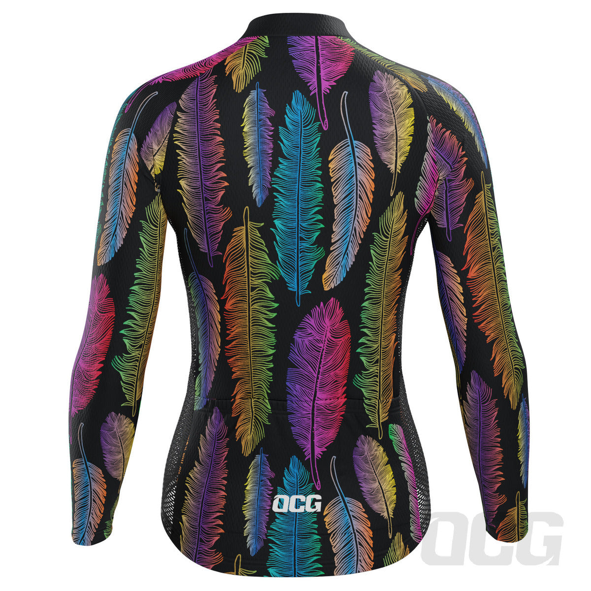 Women's Rainbow Feathers Long Sleeve Cycling Jersey