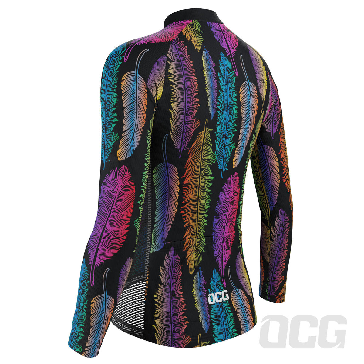 Women's Rainbow Feathers Long Sleeve Cycling Jersey