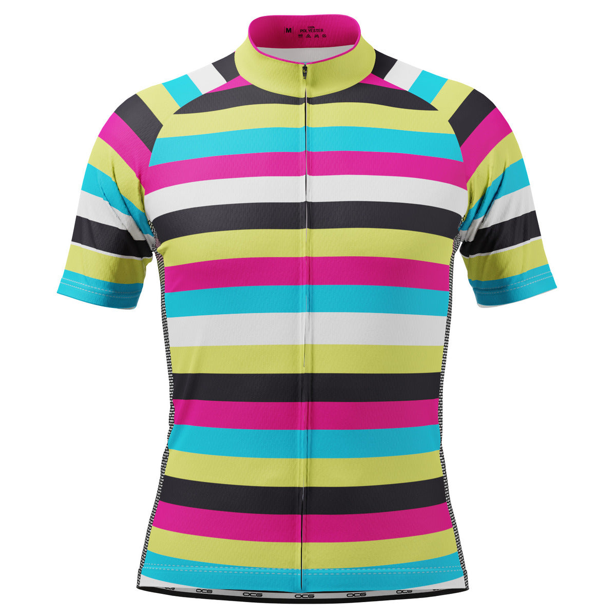 Men's High Viz Rainbow Stripes Short Sleeve Cycling Jersey