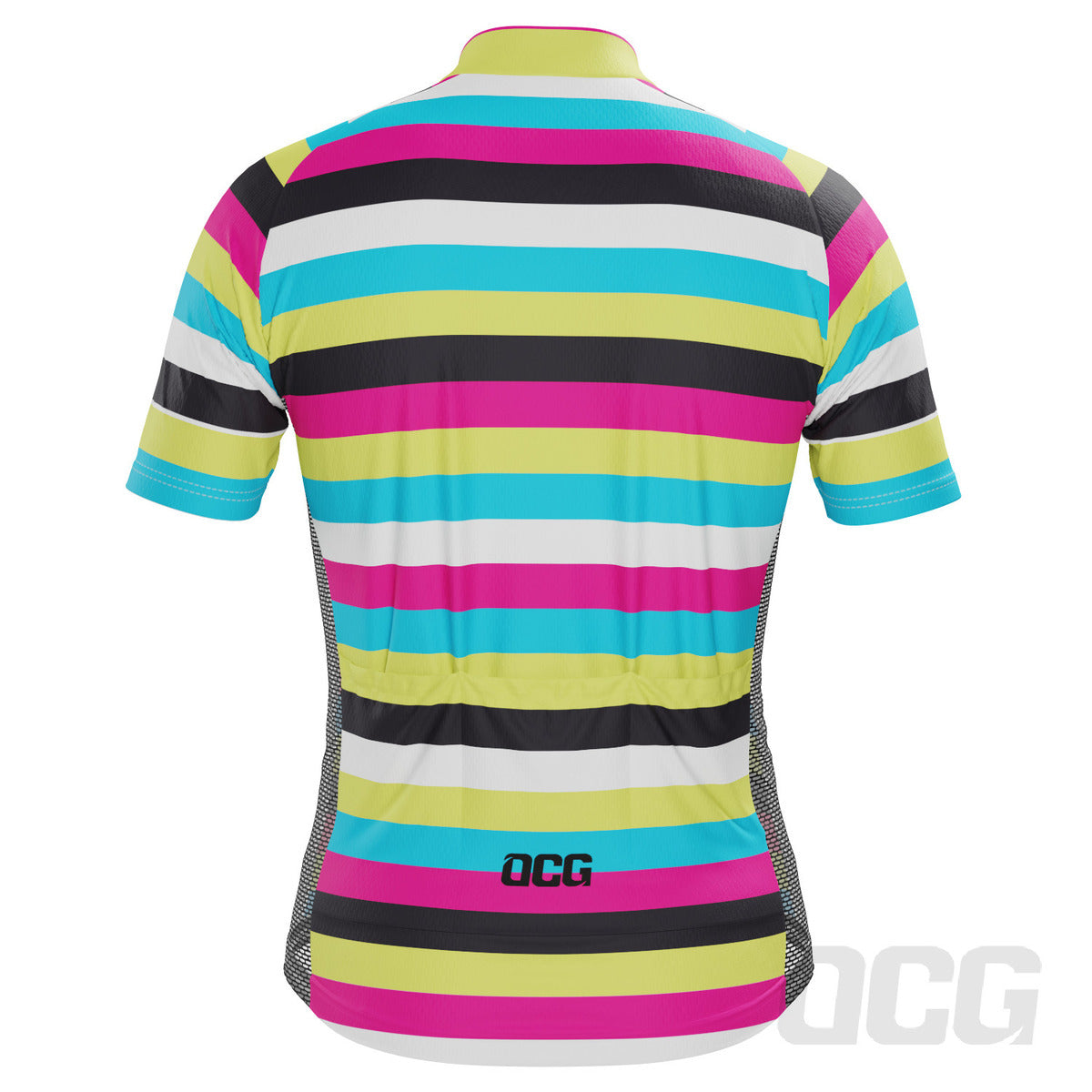 Men's High Viz Rainbow Stripes Short Sleeve Cycling Jersey