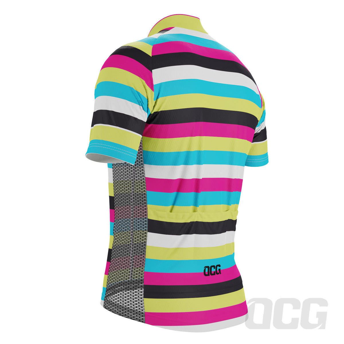 Men's High Viz Rainbow Stripes Short Sleeve Cycling Jersey