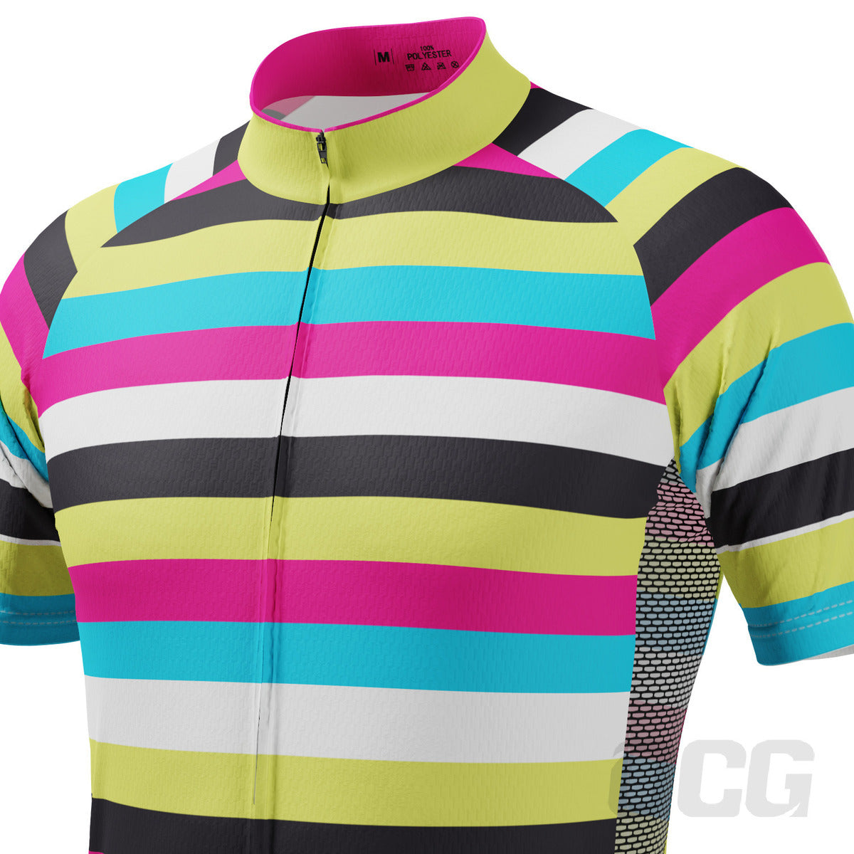 Men's High Viz Rainbow Stripes Short Sleeve Cycling Jersey