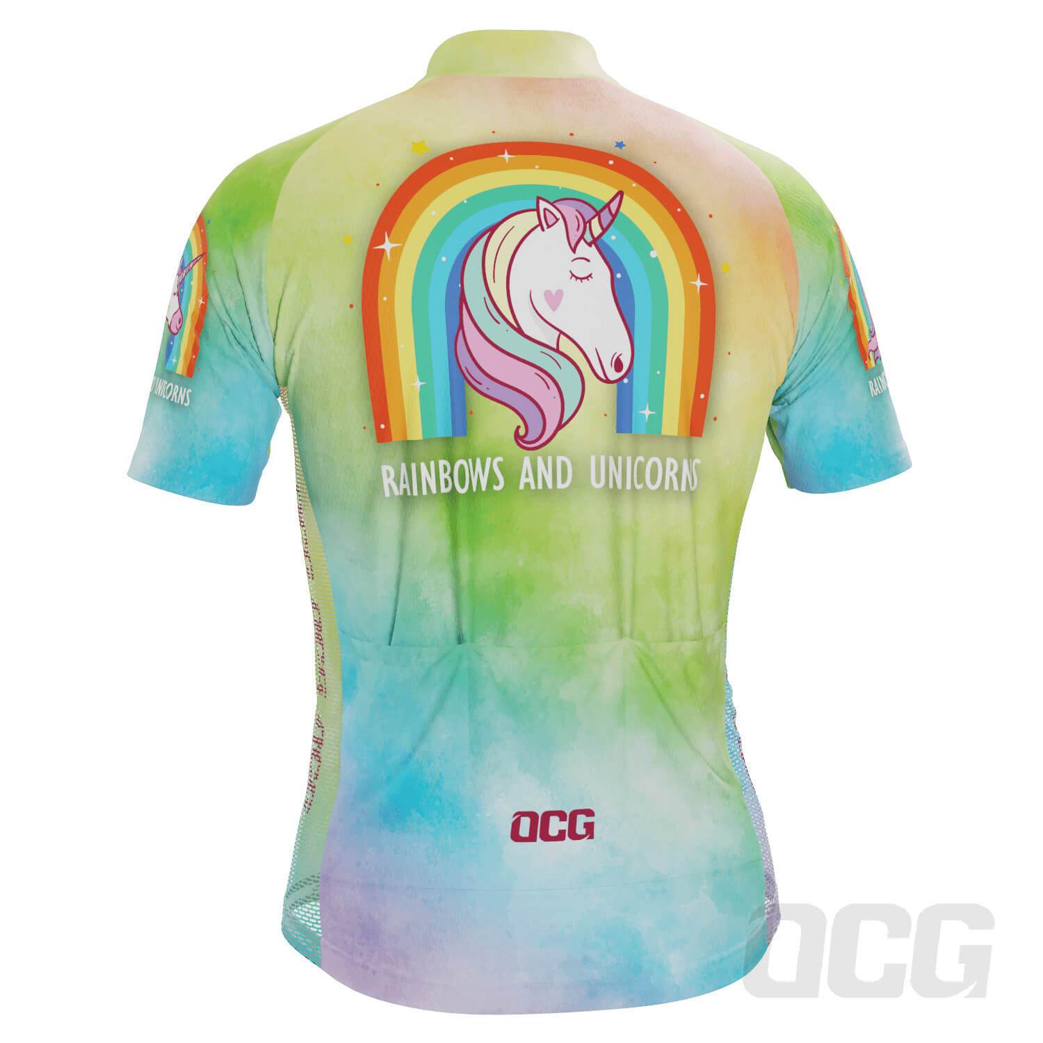Men's Rainbows and Unicorns Short Sleeve Cycling Jersey