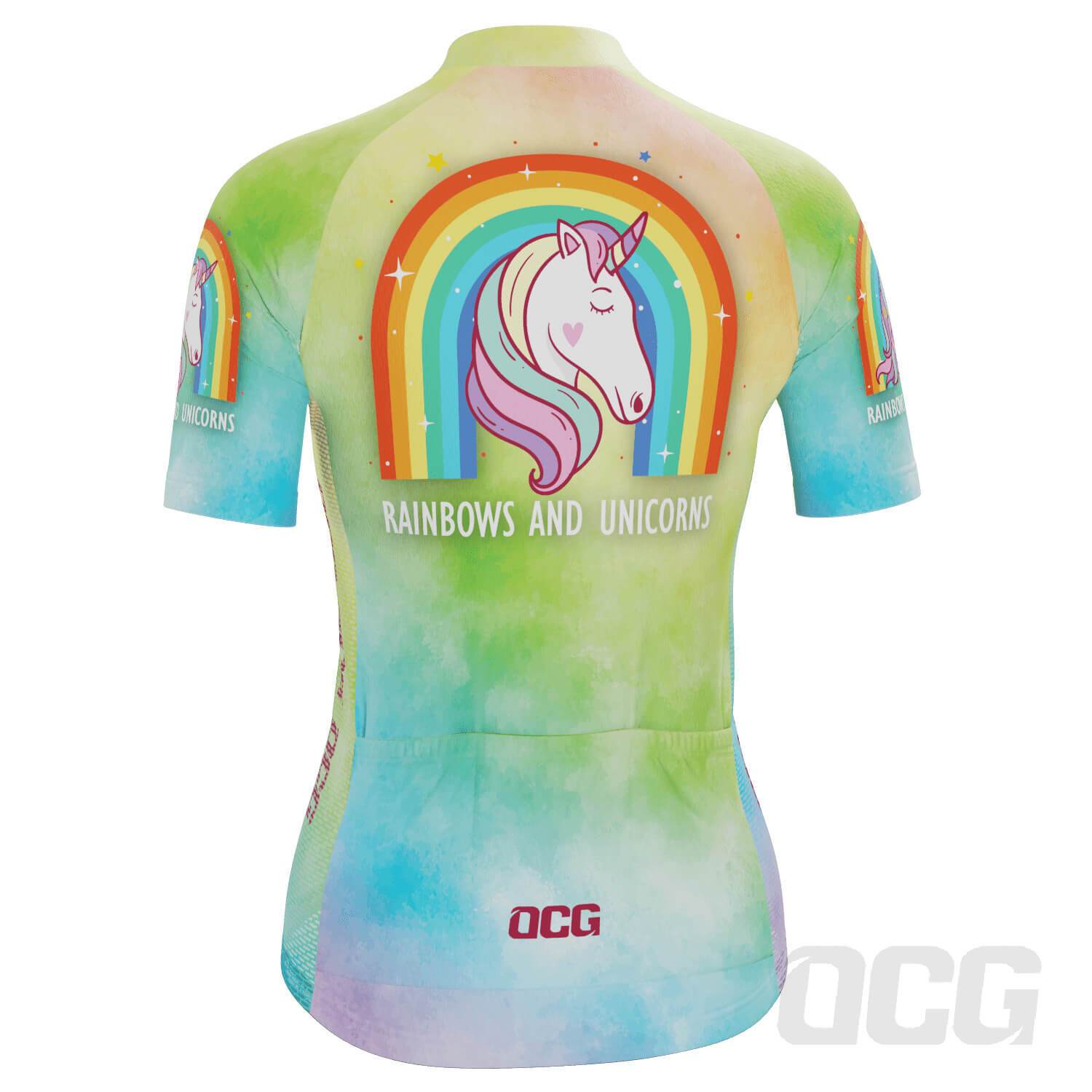 Women's Rainbows and Unicorns Short Sleeve Cycling Jersey