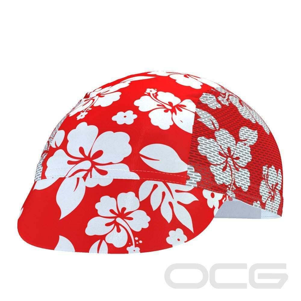 Red Hawaiian Hibiscus Quick-Dry Cycling Cap-OCG Originals-Online Cycling Gear Australia
