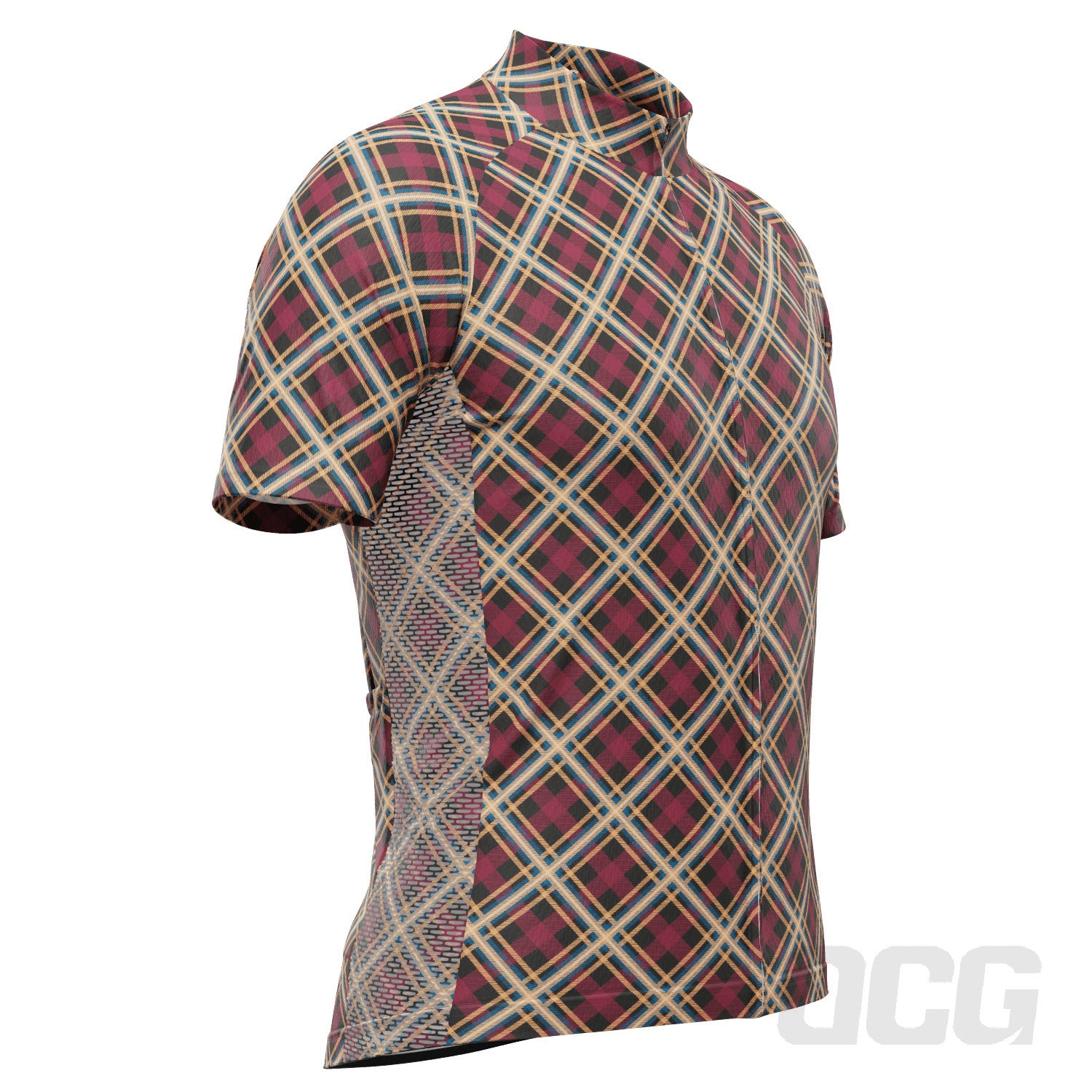 Men's Red Plaid Checkered Shirt Cycling Jersey
